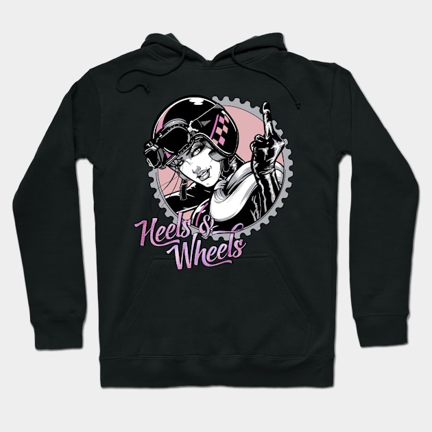 Heels and Wheels Biker Girl Hoodie by JadesCanvas